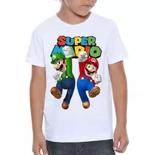 Camiseta Infantil Super Mário E Luigi Game Clássico #01