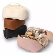 Bolsa De Maquillaje Grande De Nécessaire Cosmetics, Espaciosa, Color Crema, Para Mujer