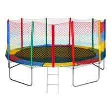 Cama Elástica 4,27 Ziper Resistente Suporta 253kg Cor Da Lona De Salto Preto Cor Da Proteção De Molas Colorido