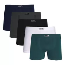  Kit 5 Cuecas Boxer Sem Costura