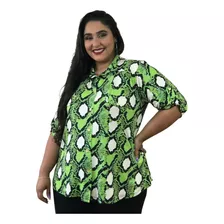 Blusa 3/4 Xadrez Plus Size