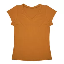 Blusa Camiseta Feminina Gola V Babylook Básica Lisa