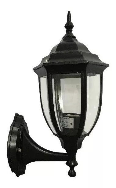 Lámpara Farol De Pared Geopower Lf-6cn Color Negro Por 1 Unidad