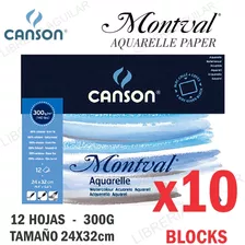 10 Block Canson Montval 24x32 300g Para Acuarela Grano Fino