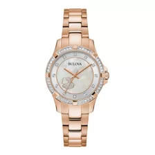 Reloj Bulova Cristales Para Dama Oro Rosa Original E-watch 