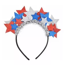 Diademas - Lux Accessories Glittery Red Blue Silver Stars Ju