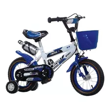 Bicicleta Infantil Lumax Rodado 14 Color Azul Con Ruedas De Entrenamiento