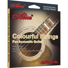 Juego Cuerdas Para Guitarra Acustica Colores Alice Aw435c-sl