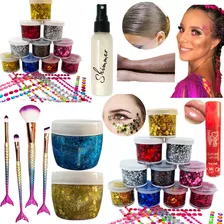 Party Box Bar Glitter Gel Escamas Strass Neon Completo 