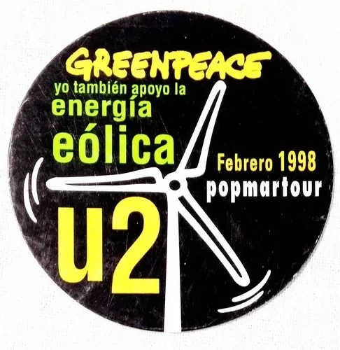 Calcomania U2 Greenpeace Popmartour 05/02/1998