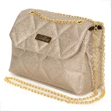 Bolsa Clutch Blogueira Festa Alça De Corrente Dourada Oferta