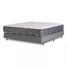 Sommier La Cardeuse Privelle Queen De 190cmx140cm Gris Con Base Dividida