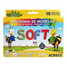 Massinha Massa De Modelar Acrilex Soft 12 Cores 