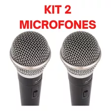  2pç Microfone Com Fio Dinâmico Profissional Metal Cabo