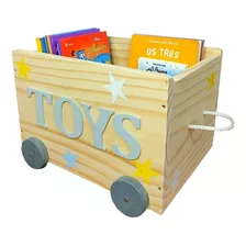 Baú Toy Box Organizador De Brinquedos E Livros Em Madeira