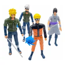 Kit 4 Bonecos Led Naruto Uzumaki Articulados Sasuke Kakashi