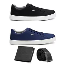 Leve 2 Pares Tenis Masculino Sapatenis Casual Cinto Carteir