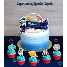 Kit Imprimible Astronauta Galaxia Toppers Torta Y Cupcackes