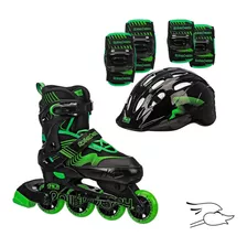 Patines Roller Derby Carver Black-green (incluye Proteccion)