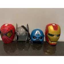Kit 4 Mascaras Homem Aranha + De Ferro + Thor + Cap America