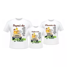 Kit Camisetas Safari Personalizada Nome + Idade 3 Uni