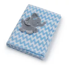 Cobertor Manta Infantil Bebe Desenho 3d Zigzag Cor Elefantinho Azul