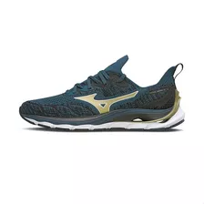 Tênis Para Masculino Mizuno Wave Mirai 4 Cor Azul/preto/branco - Adulto 41 Br