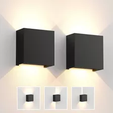 Lámpara De Pared Led Aplique Impermeable Negro Exterior 2pcs
