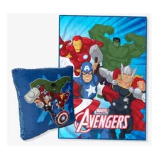 Kit Almofada+manta Marvel Vingadores Azul Avengers Disney