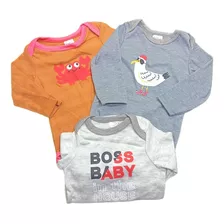 Pack 3 Bodys De Algodón Para Bebés De 0-24 Meses