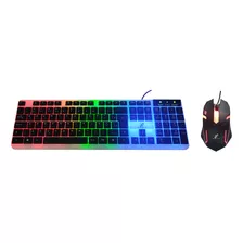 Kit Teclado Rgb Semi Mecânico E Mouse Gamer Xc-cb-05