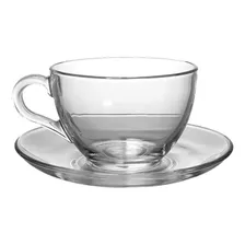 Taza Vidrio Con Asas Para Te Cafe Bebidas Con Plato Color Transparente