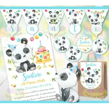 Kit Imprimible Oso Panda Nene Bambu 100% Editable Candy Bar