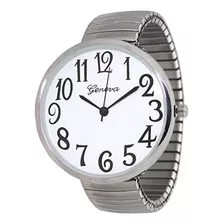 Reloj Elástico Geneva, Supergrande, Con Números Transparente
