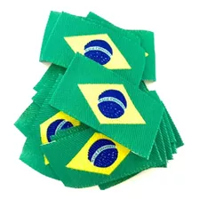 100 Bandeiras Brasil 2,5cmx4,5cm Etiqueta Etiquetas Costura