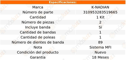 Kit Distribucion Banda Geo Metro L4 1.3l 95-97 K-nadian Foto 3