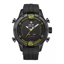 Relógio Masculino Weide Anadigi Wh-7301 - Preto E Amarelo