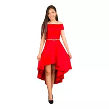 Vestido Asimétrico Hombros Descubiertos Ideal Para Fiestas 