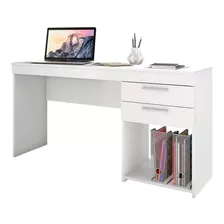 Mesa Computador Escrivaninha Home 2 Gavetas 1 Nicho Branco