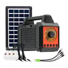 Parlante Bluetooth Portatil + 4 Foco C/panel Solar