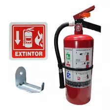 Extintor De 4.5kg Pqs Fuego Abc Con Señalamiento Y Base
