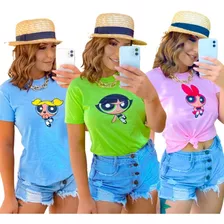 Camisetas Meninas Super Poderosa Kit Com 3 Un Frete Grátis