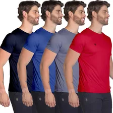 Kit 4 Camisetas Dry Fit Masculina Básica Academia Esportiva