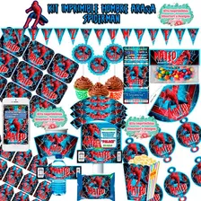 Kit Imprimible Editable Hombre Araña Spiderman + Candy Bar