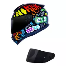 Capacete Moto Norisk Razor Vibes Preto + Viseira Fumê