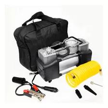 Compresor Aire Doble Cilindro 12v Inflador Para Auto 150psi Color Plateado