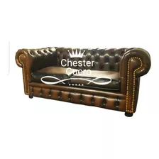 Sillon Sofá Estilo Chester 2 Cuerpos Cuero Vacuno Legitimo