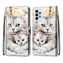 Funda Libro Celular Diseños Gatitos Samsung A22 4g Tarjetero