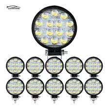 10x Farol De Milha 14 Led 42w 12v/24v Redondo Off-road 6000k