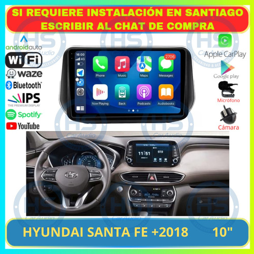 Radio 10 Pulgada Android Auto Carplay Hyundai Santa Fe +2018 Foto 2